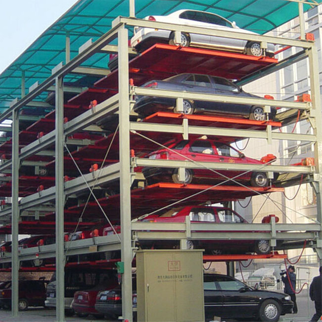 Sistema de estacionamiento de automóviles de elevación y desplazamiento de cinco capas